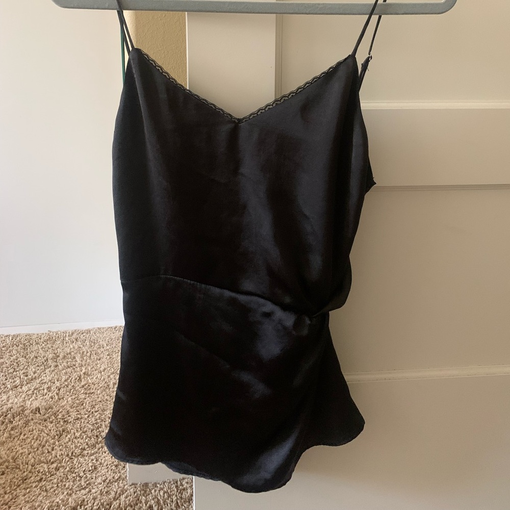 Zara Satin Lace Trimmed Top